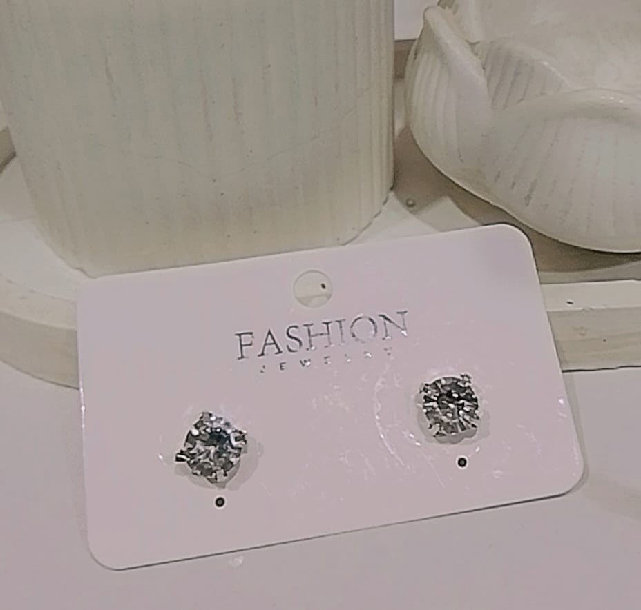 Silver Diamond-Cut Stud Earrings