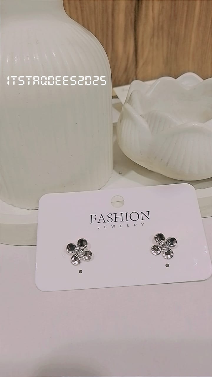 Silver Flower-Shaped Stud Earrings