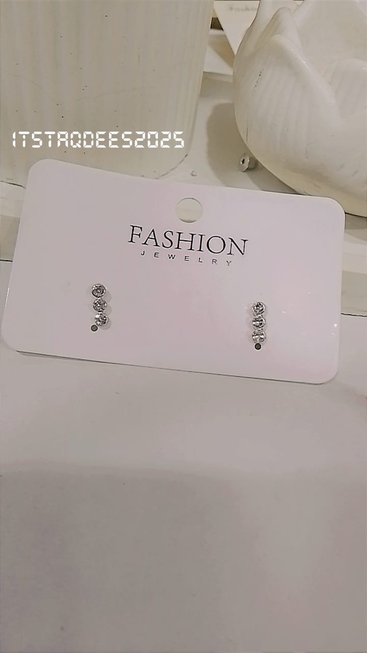 Three-Stone Zirconia Stud Earrings