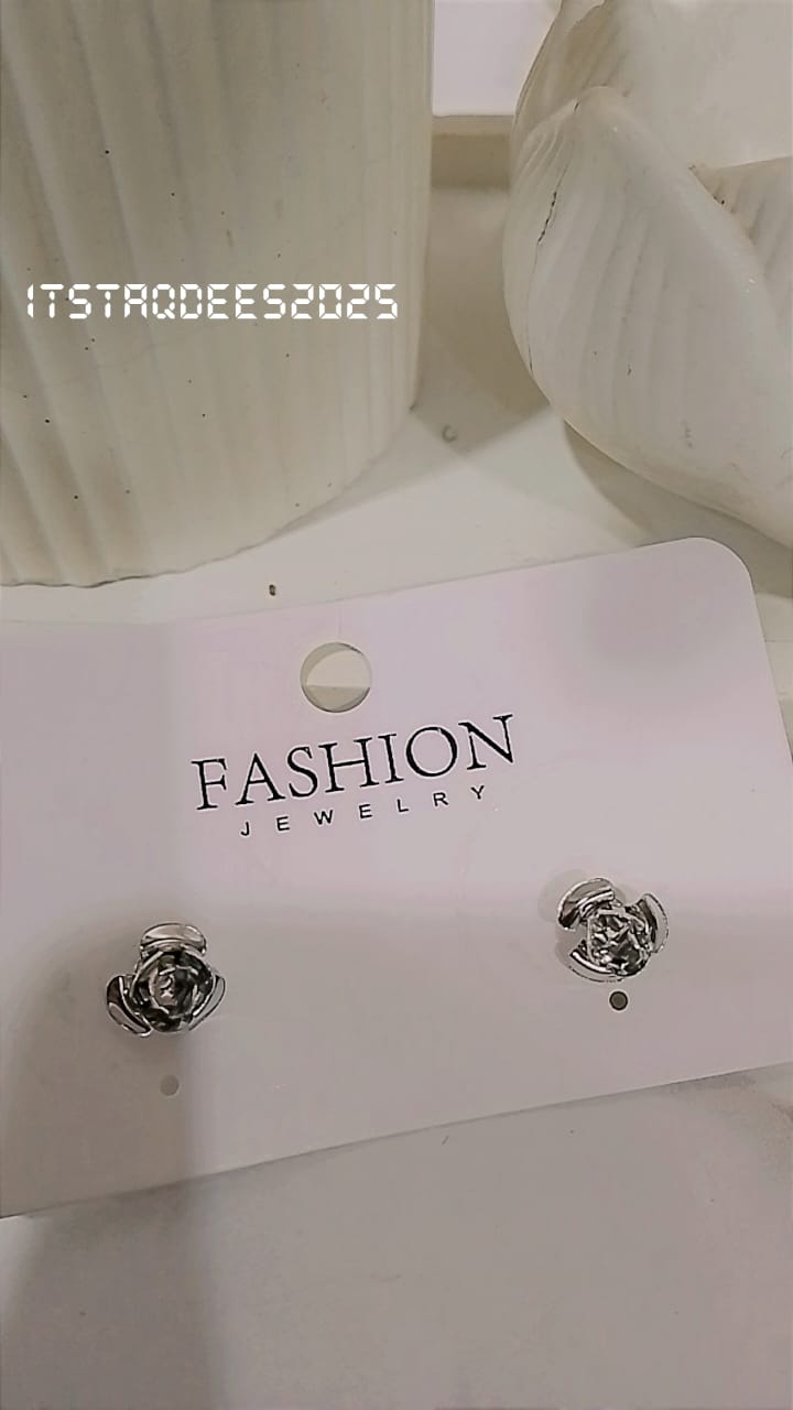 Rose-Shaped Silver Stud
