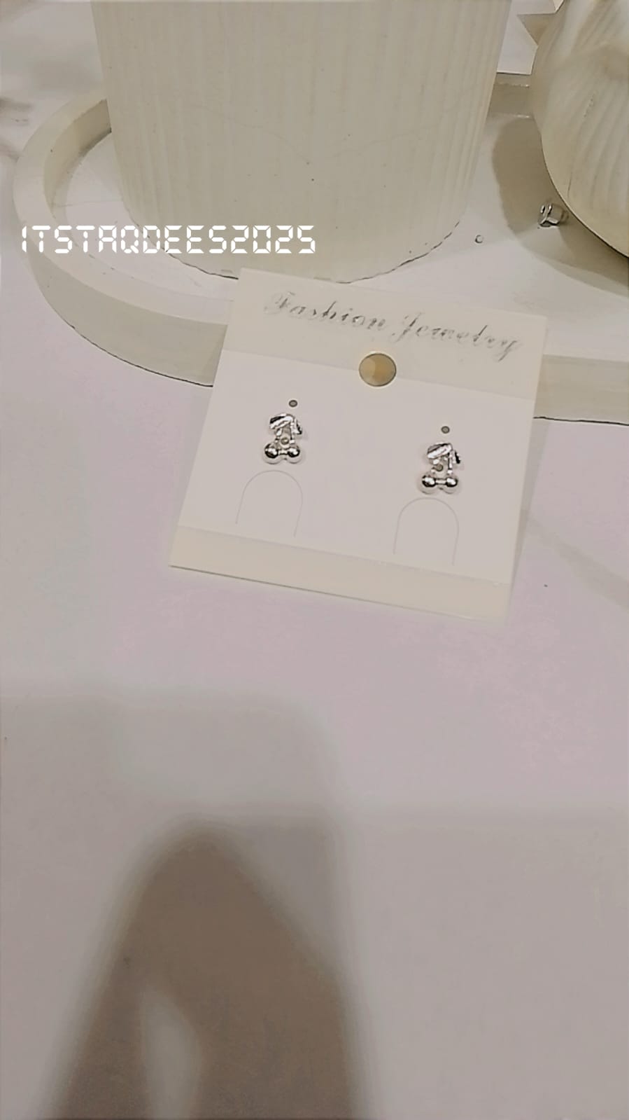 Cherry-Shaped Silver Stud Earrings